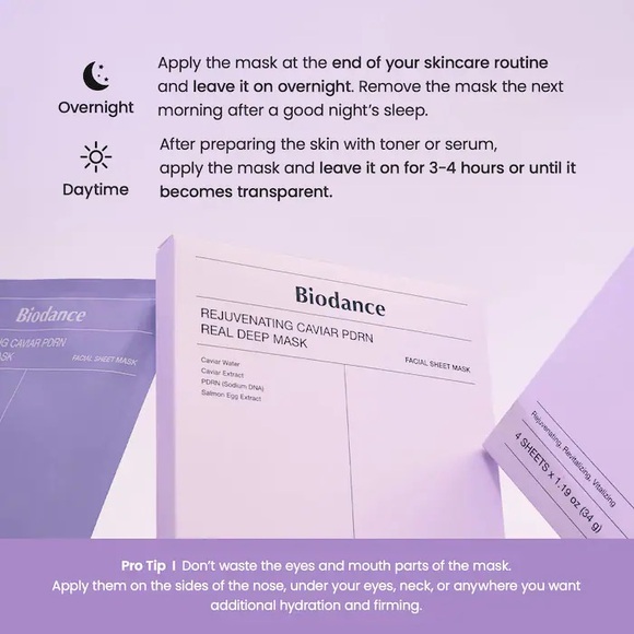 Biodance Rejuvenating Caviar PDRN Real Deep Mask - 4 Pack - Picture 6 of 13